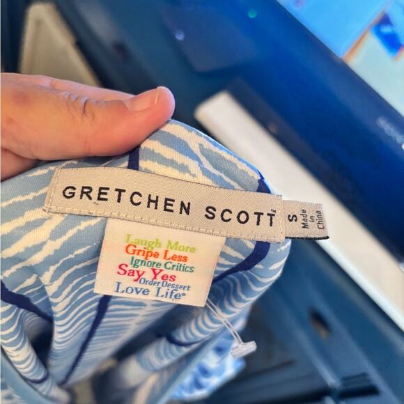 Gretchen Scott Designs Blue and White Patterned Dress - Picture 6 of 7